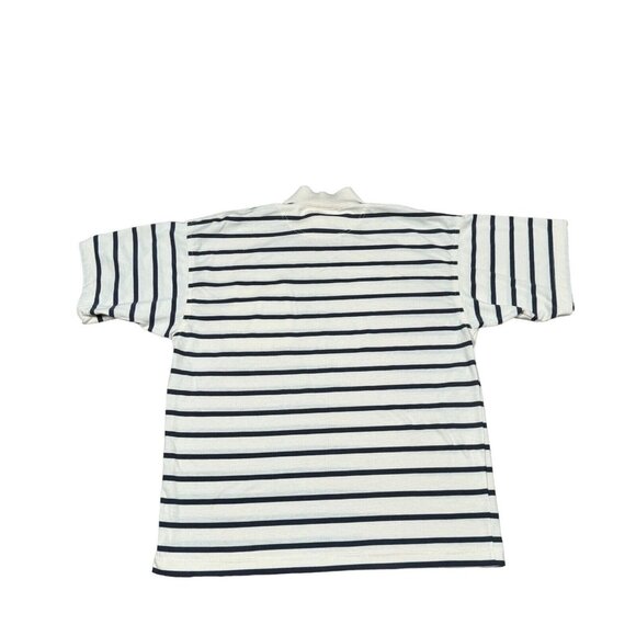 Vintage Nike Gray Tag Striped Collared T-Shirt w Pocket Sz L in Cream, Navy - Picture 5 of 8